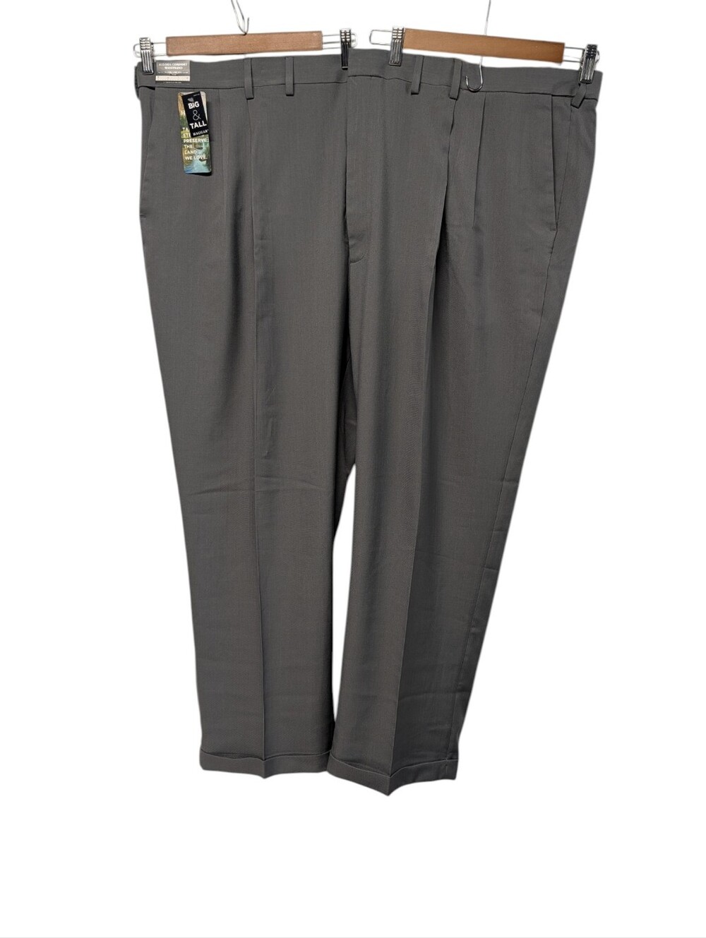 Haggar Premium Comfort Dress Pants Med Grey Pleated Classic Fit Stretch 54x30NWT